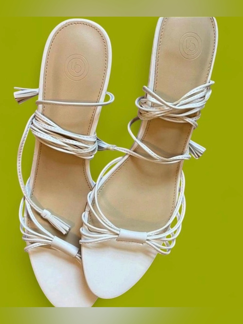 Urban Outfitters White Strappy Kitten Heel Sandals